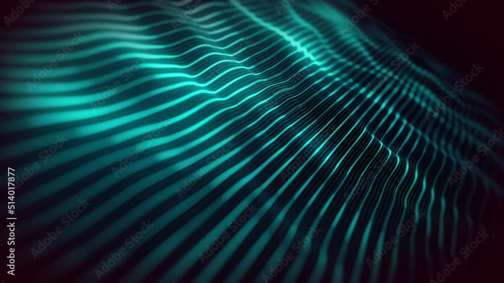 Poster abstract digital waving neon lines fx background loop/ 4k animation of an abstract background with d