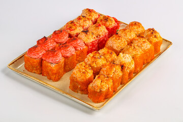 Baked japanese traditional sushi roll