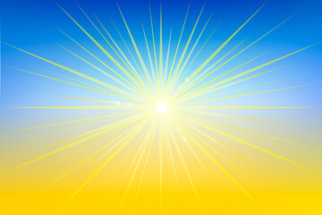 Blue, yellow gradient vector background. Colors of Ukrainian flag banner in abstract style. Modern background with sun, star. for your text, protest against war, support for Ukraine, interface