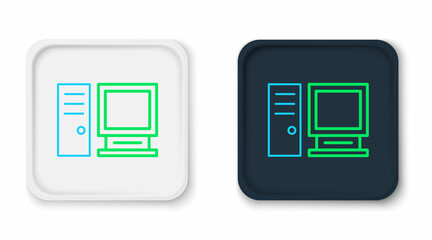 Line Computer monitor icon isolated on white background. PC component sign. Colorful outline concept. Vector