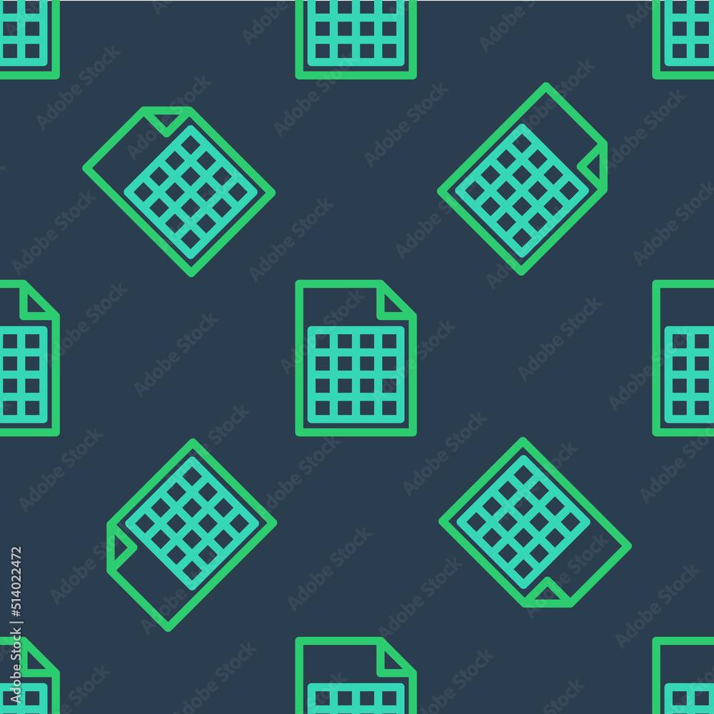 Poster line file document icon isolated seamless pattern on blue background. checklist icon. business conce