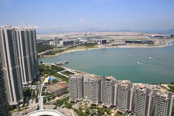 Fototapeta na wymiar Cityscape of Tung Chung Bay in Hong Kong 