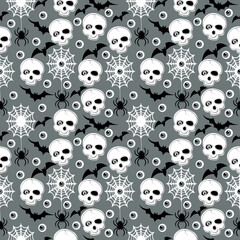 halloween pattern with skulls and spider webs