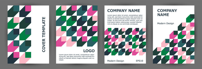 Business catalog front page layout collection vector design. Bauhaus style creative voucher