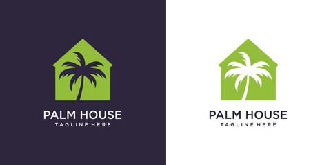 Palm house logo design with modern concept Premium Vector