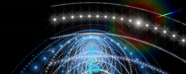 Futuristic particle stripe panorama background design illustration with lights