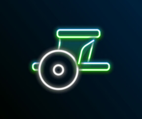 Glowing neon line Ancient Greece chariot icon isolated on black background. Colorful outline concept. Vector