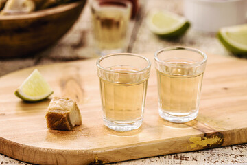 Cachaça, pinga, cana or caninha is the sugar cane brandy, a typical Brazilian drink.