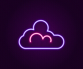 Glowing neon line Cloud weather icon isolated on black background. Colorful outline concept. Vector