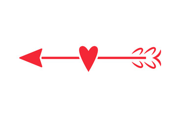 Arrow with heart stencil template. Clipart image isolated on white background