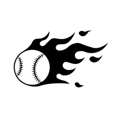 Baseball in flames silhouette icon. Clipart image isolated on white background
