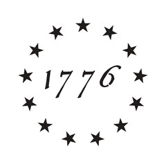 Betsy ross 1776 stencil. Clipart image isolated on white background - 514024085