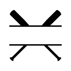 Fototapeta Crossed baseball bats split monogram frame. Clipart image isolated on white background obraz