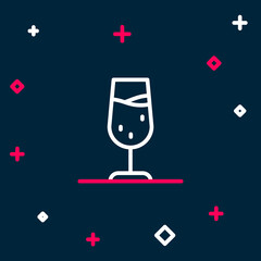 Line Wine glass icon isolated on blue background. Wineglass sign. Colorful outline concept. Vector