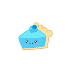 Cute kawaii key blueberry pie icon. Clipart image isolated on white background