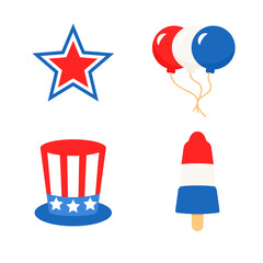 4th of july symbols icon set. Clipart image isolated on white background