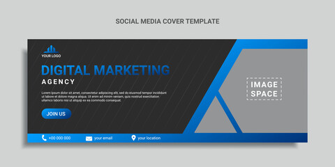Fototapeta premium digital marketing social media cover or web banner with blue gradient