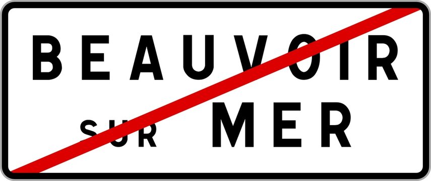 Panneau sortie ville agglomération Beauvoir-sur-Mer / Town exit sign Beauvoir-sur-Mer