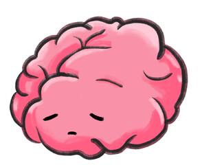 Depression unhappy sad grey blue brain cartoon illustration mental concept