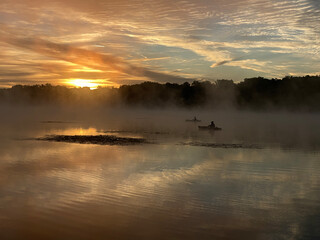 early morning kayak fishing