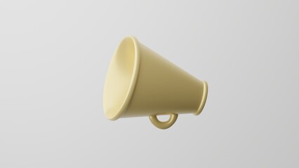 Minimalism Cheering Megaphone, Public Address Loudspeaker symbol. On white background. 3d render