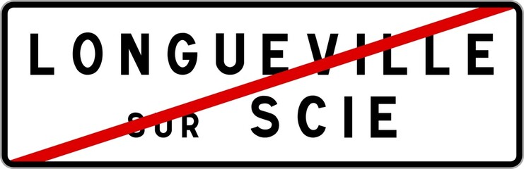 Panneau sortie ville agglomération Longueville-sur-Scie / Town exit sign Longueville-sur-Scie