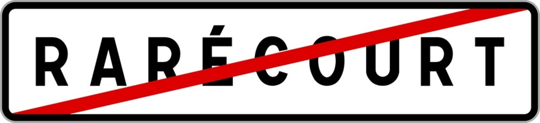 Fototapeta premium Panneau sortie ville agglomération Rarécourt / Town exit sign Rarécourt