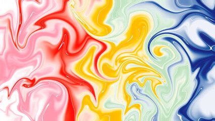 Fototapeta premium wet liquid-like paints in flow, vibrant colorful background