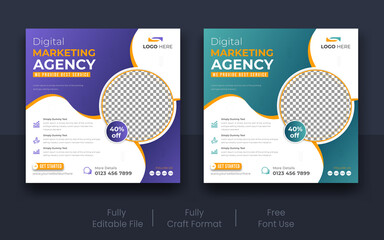 Professional digital business marketing social media post design template. Facebook Post, Instagram Post template, Editable vector illustration
