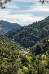 Fototapeta na wymiar paisaje de río entre montañas en día soleado