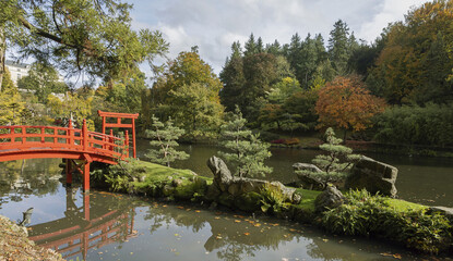 Fototapeta premium Jardin de Maulévrier en automne en Anjou France 