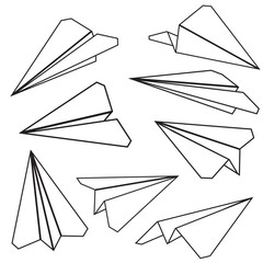 Paper plane. Origami airplane set