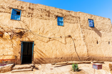 Traditional African rural houses by the Nile, upper Egypt