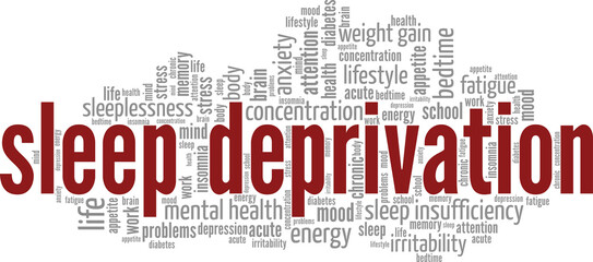 Obraz premium Sleep Deprivation word cloud conceptual design isolated on white background.