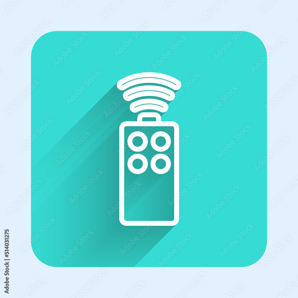Poster white line remote control for the camera icon isolated with long shadow. an auxiliary device that al