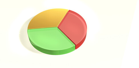 Obraz premium Stylized glass round infographic. Three parts. 3d illustration.
