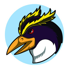 logo illustration of a rockhopper penguin