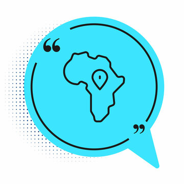 recommend clip art: Black line Map of Africa icon isolated on white background. Blue speech bubble symbol. Vector