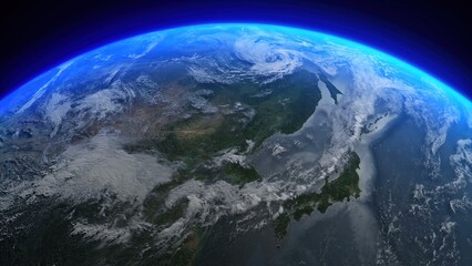 3D Rendering Earth From Space East Asia