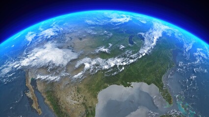 3D Rendering Earth From Space North America