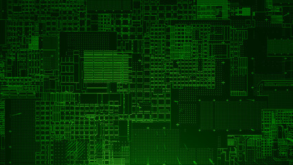 Obraz premium Greeble Green Machine DataAbstract Pattern Background 3D Illustration 