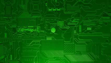 Greeble Green Machine DataAbstract Pattern Background 3D Illustration 