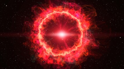 3D Rendering Active Red Planetary Nebula Seamless Loop