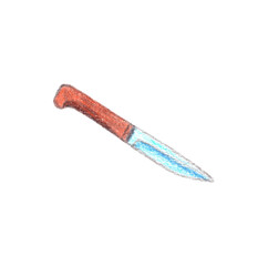 Illustration of  knife for camping colored with pencils