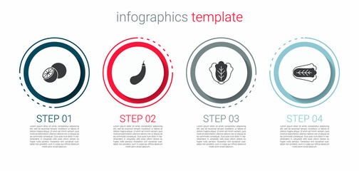 Set Orange fruit, Eggplant, Cabbage and . Business infographic template. Vector