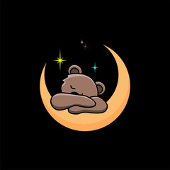 sleepy bears illustration for logo vector design
