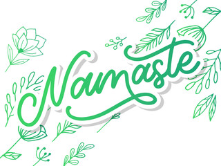 Obraz premium Vector lettering. Calligraphic poster with phrase - Namaste. Hand drawn quote. Vector illustration