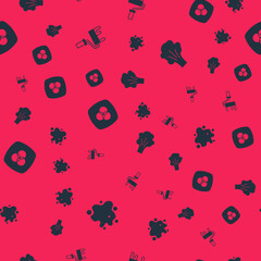 Obraz premium Set Paint spray, roller brush, RGB and CMYK color mixing and on seamless pattern. Vector