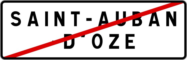Panneau sortie ville agglom&eacute;ration Saint-Auban-d'Oze / Town exit sign Saint-Auban-d'Oze