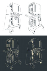 Fototapeta Welding machines on the welding cart drawings obraz